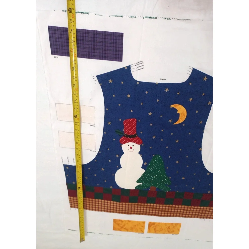VTG Cranston Christmas Holiday Vest Santa Panel Cotton Fabric Snowman XS-L